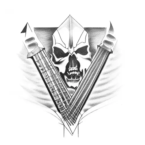 Guitar with Metallica lyrics incorporated tattoo design idea