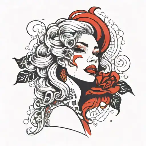 red lips like kissed tattoo design idea