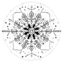 Mandala with snowflakes and piercing needles intertwined tattoo design idea