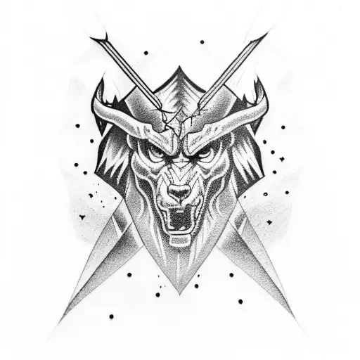 Blackwork "Zeus And Lightning Bolt" Tattoo Idea BlackInk AI