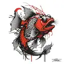 Japanese dragon fish tattoo design idea
