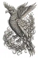 Phoenix bird fire flames tattoo design idea