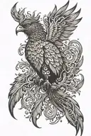 Phoenix bird fire flames tattoo design idea