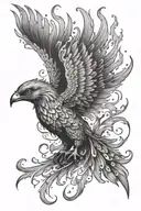 Phoenix bird fire flames tattoo design idea