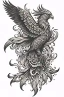 Phoenix bird fire flames tattoo design idea