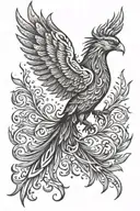 Phoenix bird fire flames tattoo design idea