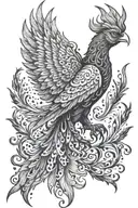 Phoenix bird fire flames tattoo design idea