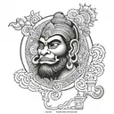 hanuman chalisa written inside surrounded tattoo design idea