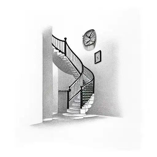 hour glass and staircase tattoo design idea