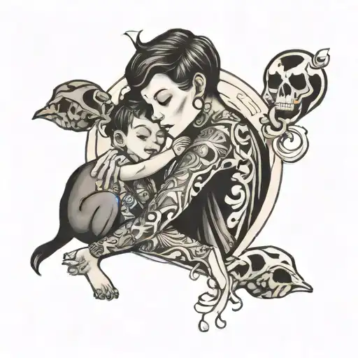 boy child and their mother tattoo design idea