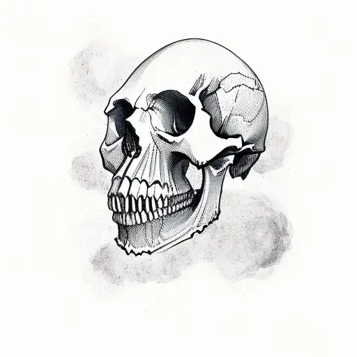 skull with beard tattoo design idea