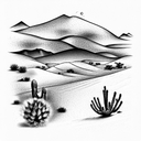 desert landscape in Arizona state outline tattoo design idea