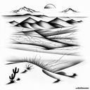 desert landscape in Arizona state outline tattoo design idea
