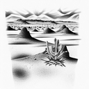 desert landscape in Arizona state outline tattoo design idea
