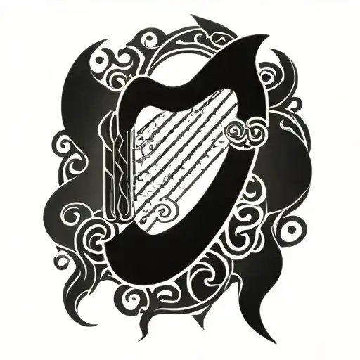 Irish harp  , Celtic  tattoo design idea