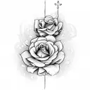 cross with flowers with thee dates 3-31-2007 and 11-19-2019 tattoo design idea