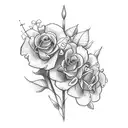 cross with flowers with thee dates 3-31-2007 and 11-19-2019 tattoo design idea