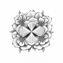 cross with flowers with thee dates 3-31-2007 and 11-19-2019 tattoo design idea