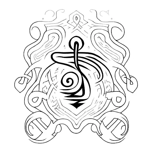 unknown rune life death tattoo design idea