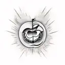 apple with bite out of it, the word freedom tattoo design idea