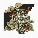 celtic cross, irish, catholic, republican, thigh tattoo tattoo design idea