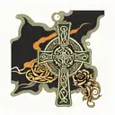 celtic cross, irish, catholic, republican, thigh tattoo tattoo design idea