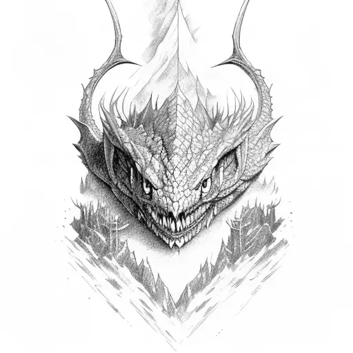 hobbit, smaug the dragon, misty mountains map tattoo design idea