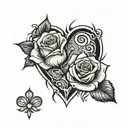 broken heart with roses tattoo design idea