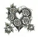 broken heart with roses tattoo design idea
