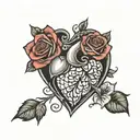 broken heart with roses tattoo design idea