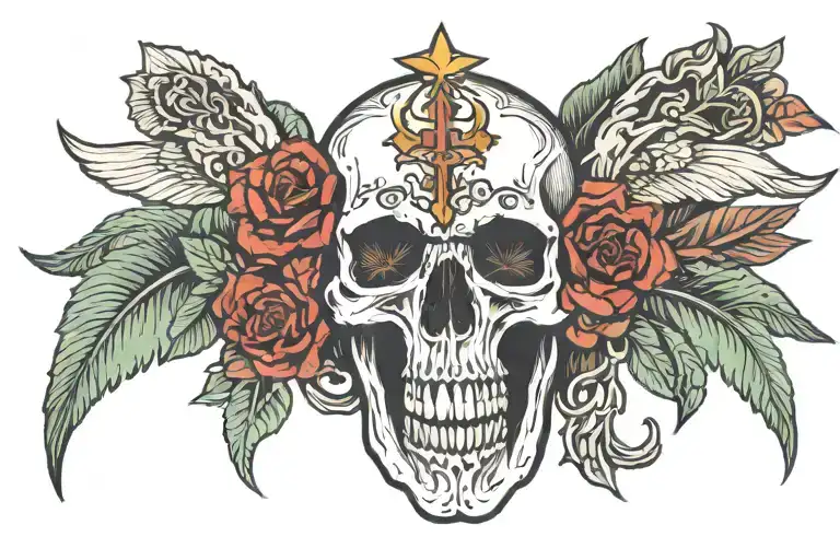 Ave Christus Rex skull tattoo design idea