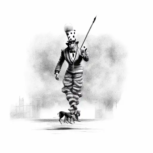 Clowns leaving circus tattoo design idea