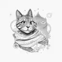 coraline cat tattoo design idea