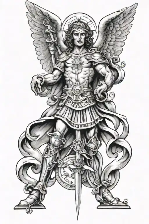 traditional  st Micheal   tattoo design idea