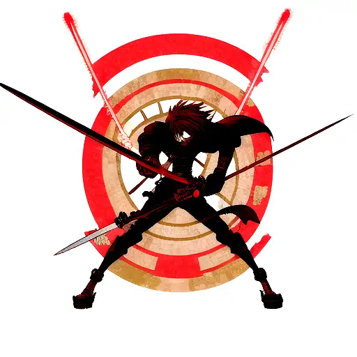 a craw with red sharingan eye holding an electric sword downward direction. the sword has penetrated a soccer ball and t tattoo design idea