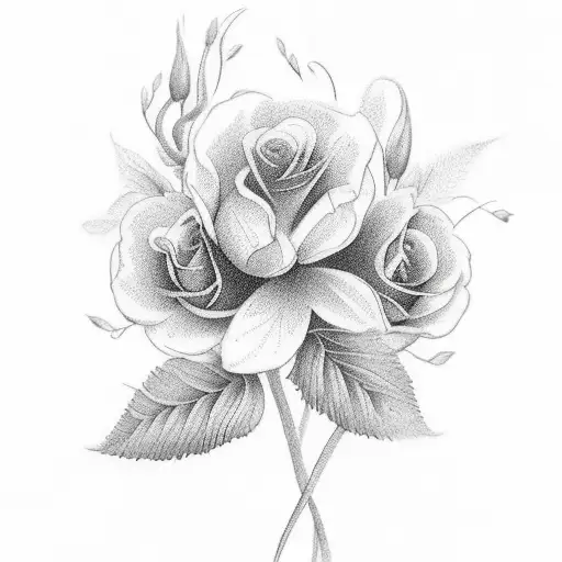 June, September, April birth flower bouquet  tattoo design idea