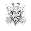 Cerberus, Sword, Flower, Wings Libra tattoo design idea