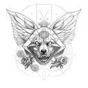 Cerberus, Sword, Flower, Wings Libra tattoo design idea