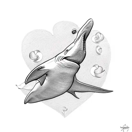 hammerhead shark-infinity sign-heart -waves tattoo design idea