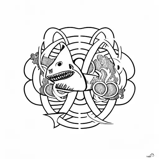 shark-infinity sign-heart -waves tattoo design idea