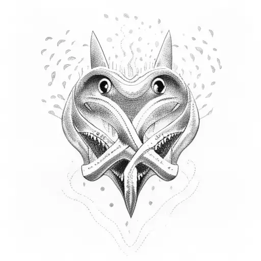 shark-infinity sign-heart -waves tattoo design idea