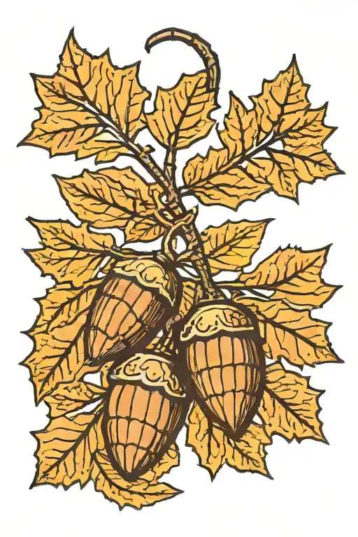 single acorn leaf from fenerbahce logo and flying canary tattoo design idea