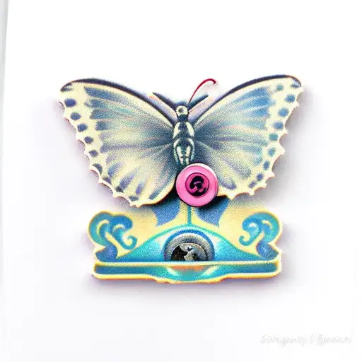 Coraline Button Key and Butterfly tattoo design idea