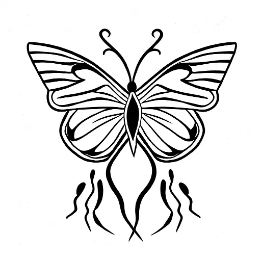 Butterfly and Snake tattoo design idea