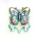 Coraline Button Key and Butterfly tattoo design idea