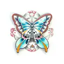 Coraline Button Key and Butterfly tattoo design idea