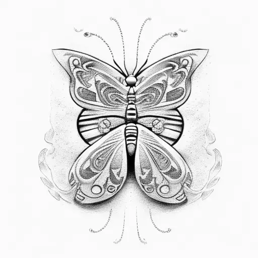 A butterfly wearing a black belt in judo, surrounded by hieroglyphics tattoo design idea
