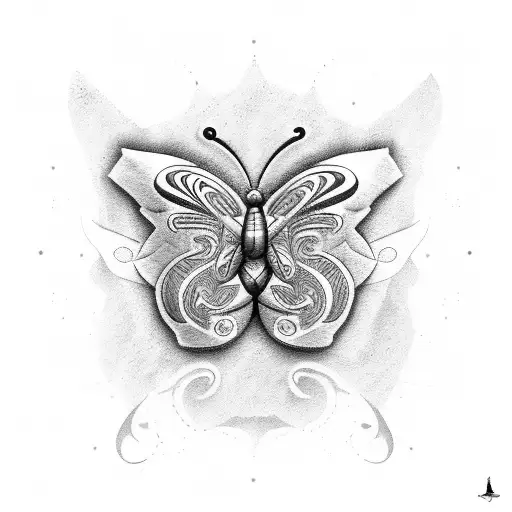 A butterfly wearing a black belt in judo, surrounded by hieroglyphics tattoo design idea
