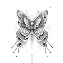 A butterfly wearing a black belt in judo, surrounded by hieroglyphics tattoo design idea