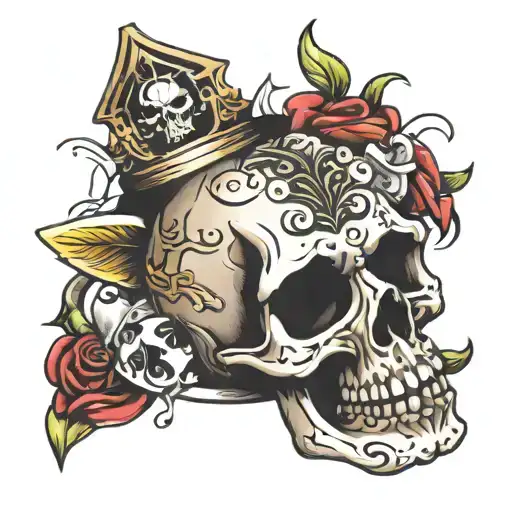 life is a gamble skull hand   tattoo design idea